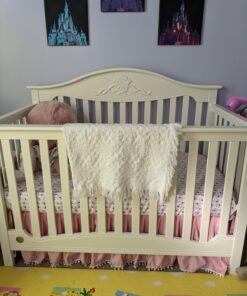 Pink Crib Skirt Pleated with White Lovely Pompoms, Bedding Dust Ruffle for Baby Girls, 14" Drop, Fit All Standard Crib Bed, Fade Resistant Crib Bed Skirt Machine Wash Tassel Pink 24 81CF4i0fzLL