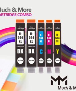 Much&More Compatible Ink Cartridge Replacement for HP 564XL 564 Work for Photosmart 5510 5511 5512 5514 5515 5520 5522 B209 B210 Officejet 4610 4622 Deskjet 3521 3526 (5 Pack, 2 x BK + C + M + Y) 9 81CFYxdOm8L