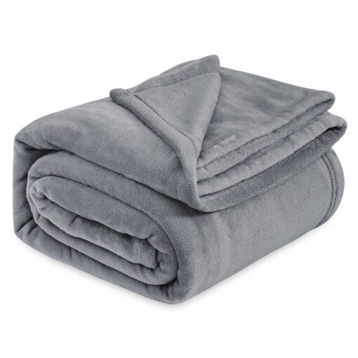 Bedsure Fleece Bed Blankets Queen Size Grey - Soft Lightweight Plush Fuzzy Cozy Luxury Blanket Microfiber, 90x90 inches Queen (90" x 90")