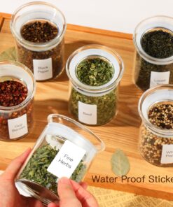 ZENS Glass Canister Set, Small Airtight Kitchen Storage Jars with Glass Lids, Clear 4 Pack 10oz Empty Food Container for Spices with Lables and Stickers. 01-10oz*4 23 81CHH7BgFDL