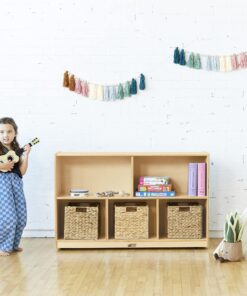 ECR4Kids 5-Compartment Mobile Storage Cabinet, 30in, Classroom Furniture, Natural Classic 37 81CHoBYdPuL