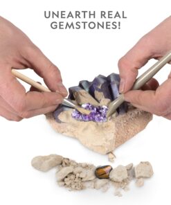 Alternative view of NATIONAL GEOGRAPHIC Gemstone Dig Kit – Excavate 3 real gems including Amethyst, Tiger’s Eye & Rose Quartz - Great STEM Science gift for Mineralogy and Geology enthusiasts of any age Gem Dig