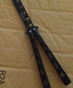Anlado Balisong Butterfly Knife Trainer Practice with O-ring Latch - Enhanced Version - Black Metal Steel - no Offensive Blade - for Beginner, Children, Butterfly Knives Lover and more 25 81CL6ShevmL