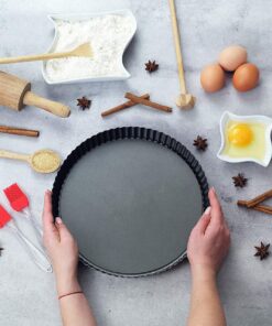 Yamteck 11 Inch 9 Inch Round Tart Pans 4 Inch Mini Tart Pans with Removable Bottom. Quiche Pan with Non-Stick Coating, Rugged Carbon Steel. Pie Pan for Halloween Christmas Party Festival. Set of 4 Round 11''+9''+4'' 19 81CLgtJEyiL