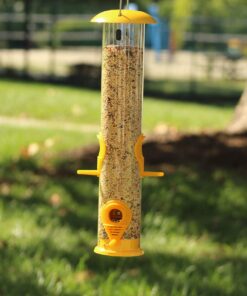 Ashman Bird Feeder Yellow Color (1 Pack), Metal Top and Bottom, Spacious Design, Attractive & Long Lasting, Fill it with Sunflower Black Oil Seeds, Clean and Fill, Great Gift for Friends and Family. 1 8 81CMPcIObzL 2