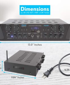 Alternative view of Pyle 500W Karaoke Wireless Bluetooth Amplifier - 4 Channel Stereo Audio Home Theater Speaker Sound Power Receiver with AUX IN, FM, RCA Subwoofer Speakers OUT, USB, Microphone IN with Echo - PTA44BT Amplifier System