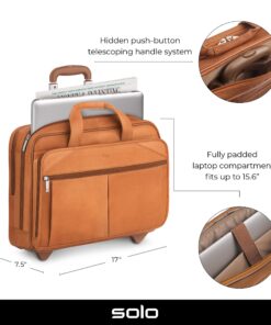 Solo Walker Leather Rolling Laptop Bag, Tan 27 81CQZXZPcL