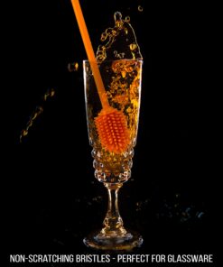 Kitchiny 12.5" Silicone Bottle Brush and Straw Cleaner Brush Set | Bottle Cleaner Brush for Hydroflasks, Insulated Sports Bottles, Straws | Water Bottle Brush Cleaner for Narrow Neck containers Orange 30 81CRggNyJvL