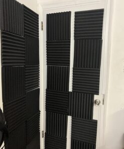 12 pack Acoustic Panels Self-Adhesive, 1" X 12" X 12" Quick-Recovery Sound Proof Foam Panels, Acoustic Foam Wedges High Density, Soundproof Wall Panels for Home Studio,Carbon Black 1 Inch 12 Pack Self Adhesive 28 81CS2WeCWjL