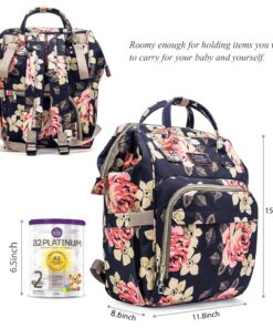 Srotek Diaper Bag Backpack Floral Baby Bag Water-Resistant Baby Nappy Bag with Insulated Water Bottle Bag/Changing Pad for Women/Girls/Mum (Flower Pattern) 33 81CSoiyw1L