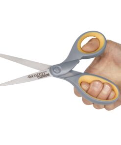Westcott 13901 8-Inch Titanium Scissors For Office and Home, Yellow/Gray, 2 Pack 27 81CUbDznr1L