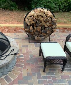 Sunnydaze Outdoor Firewood Log Hoop and Cover Set - Powder-Coated Steel Rack and PVC Cover - Black - 40-Inch 40 in 42 81CYLL8MyOL