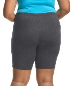 Alternative view of Just My Size Plus Size Women's Stretch Jersey Bike Shorts, Pull-On Bike Shorts, 9" 2X Charcoal Heather