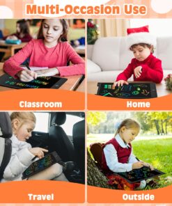 LCD Writing Tablet, 12 Inch Kids Toys Colorful Doodle Board, Toddler Girl Toys for 3 4 5 6 7 8 Year Old Boys Baby, Drawing Doodle Pad Christmas Birthday Gift for Children (Black) 12'' Black 20 81Cam U 1L