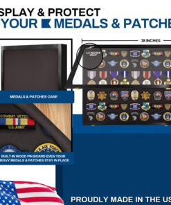 PENNZONI Large Medal Display Case - Award Display Case, Patches Display Cabinet Case, Acrylic Wall Display Case, Black w/ Black Felt 11 81Cc87yEr4L