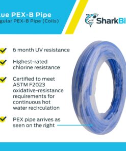 SharkBite 1/2 Inch x 100 Feet Blue PEX-B, PEX Pipe Flexible Water Tubing for Plumbing, U806B100 100 Foot Coil 9 81CeqLtZhtL