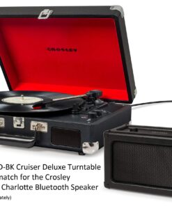 Crosley CR8005D-BK Cruiser Deluxe Vintage 3-Speed Bluetooth Suitcase Vinyl Record Player Turntable, Midnight Bluetooth In 20 81CgTGeZjvL