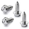 Chrome License Plate Screw Kit - Set of 4 Stainless Steel Fasteners for License Plates, Frames, and Covers on Domestic Cars, Trucks, Vans, SUVs - Rustproof, Self Tapping Mounting Bolts (Chrome Plated) Chrome Plated