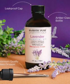 Majestic Pure Lavender Essential Oil with Premium Grade, for Aromatherapy, Massage and Topical uses, 4 fl oz 4 Fl Oz (Pack of 1) 27 81CiJ6JyMAL