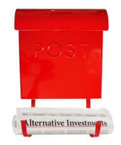 NACH Euro Series Modern Mailbox, Decorative Mail Holder, Wall Mount Mailboxes for Outside, Rust Resistant Galvanized Metal Mailbox, 12" x 11" x 4.5", Red, MB-44766 POST 14 81CiJoCNS8L