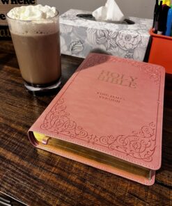 KJV Holy Bible, Giant Print Full-size Faux Leather Red Letter Edition - Thumb Index & Ribbon Marker, King James Version, Pink Leather Bound 62 81Cit25t8wL