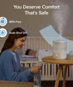 LEVOIT Top Fill Humidifiers for Bedroom, 2.5L Large Tank, Easy to Fill and Clean, 26dB Quiet Cool Mist Air Humidifier for Home Baby Nursery & Plants,Auto Shut-off and BPA-Free for Safety, 25H Runtime White 19 81CjAe2uL