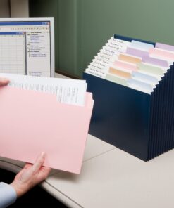 Smead Stadium File, 12 Pockets, Tear Resistant Gusset, Letter Size, Navy, Alphabetic/Daily/Monthly/Household Labels (70211) 13 81CkEVIp7EL