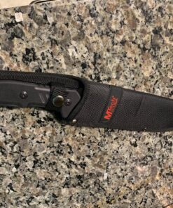 MTech USA – Fixed Blade Knife – Black Stainless Steel Blade with Black Carved G10 Handle, Full Tang, Includes 1680D Nylon Sheath - Hunting, Camping, Survival, Tactical, EDC – MT-20-39 49 81CloSK2K L