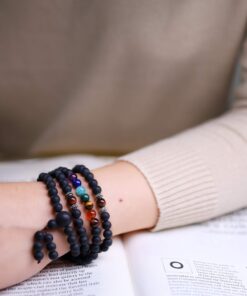 COAI 108 Japa Mala 7 Chakra Stone Wrap Bracelet Necklace Matte Onyx 22 81ClrmdIeDL
