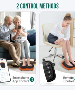 Snailax Vibration Foot Massager with Heat, App Control, Adjustable Vibration Electric Foot Massager Machine for Circulation, Plantar Fasciitis, Pain Relief, Remote Control Black and Orange 20 81CnlSCrkKL