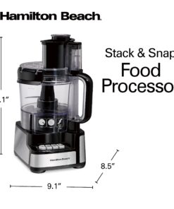 Hamilton Beach Stack & Snap Food Processor and Vegetable Chopper, BPA Free, Stainless Steel Blades, 12 Cup Bowl, 2-Speed 450 Watt Motor, Black (70725A) 33 81CpnEdYv1L 1