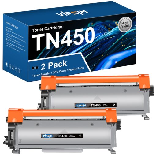 VIPSIM TN450 Toner Cartridge for Brother Printer Replacement for Brother TN450 TN420 TN-450 TN-420 to Compatible with HL-2270DW HL-2280DW HL-2230 MFC-7360N MFC-7860DW Intellifax 2840 2940, 2 Black 2 pack of tn-450 black toner cartridge