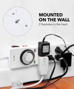 BN-LINK 8 Outlet Surge Protector with Mechanical Timer (4 Outlets Timed, 4 Outlets Always On) - White 27 81CraeviiNL
