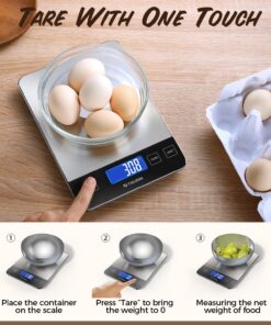 【NASA-Grade】33lb Food Kitchen Digital Scale,【Bread Meat Cookies Measures Precisely】Weight Grams and Ounces for Baking Cooking,1g/0.1oz Precise Graduation,304 Stainless Steel,Waterproof Tempered Glass 32 81Cs0nhvAKL