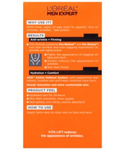 L'Oreal Paris Men Expert Vitalift Anti-Wrinkle & Firming Face Moisturizer with Pro-Retinol, 1.6 oz 1.6 Fl Oz (Pack of 1) 19 81Ct1ey1epL 1