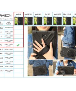 BRAECN iPad Air 1st Generation Case,Heavy Duty Full-Body Rugged Protective iPad Air 9.7 Case with 360 Degree Swivel Kickstand/Hand Strap/Adjustable Shoulder Strap for ipad air Protective case-Green Green 16 81CtS8zqKpL