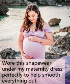 Alternative view of “Baby Bump” Premium Maternity Shapewear, High Waisted Mid-Thigh Pregnancy Underwear Prevent Chaffing Soft Adominal Support Nude Small