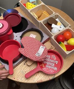 Melissa & Doug Deluxe Wooden Kitchen Accessory Set - Pots & Pans (8 pcs) , Green , H: 12 x W: 12 x D: 5 27 81CtfOVSwJL 2