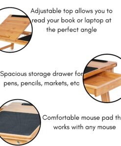 Sofia + Sam Multi Tasking Lap Desk with Adjustable Tilt Surface | Mouse Pad | Fits Laptops Up to 15" | Tablets Up to 9.6" | Smart Phones Up to 3.5" | Natural | | Computer Lap Tray 27 81CuP3IO7L