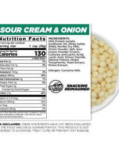 Twin Peaks Low Carb, Keto Friendly Protein Puffs, Sour Cream & Onion (300g, 21g Protein, 2g Carbs) 10.6 Ounce (Pack of 1) 15 81Cvw5aCPKL