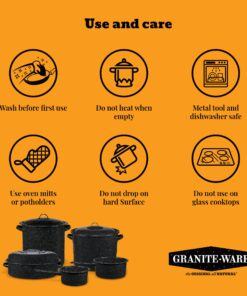 Granite Ware Enamel on Steel Dish Pan with handles, 15-Quart capacity, Speckled White 15 Quart 22 81CwoDw3SjL