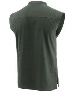 Moomphya Mens Pirate Renaissance Viking Steampunk Medieval Gothic Celtic sleeveless Shirt barbarian Top Tee XX-Large Greygreen 8 81Cx0UWFOPL