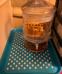 MyGift Modern 3 Tier Clear Glass Stacking Apothecary Jars with Lid, Round Glass Display Candy and Cookie Containers, 16 inch Tall 28 81CxjfGZhbL