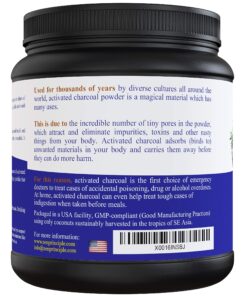 Large 12 Oz. Coconut Activated Charcoal Powder. Whitens Teeth, Rejuvenates Skin and Hair, Supports Better Digestion. USA-Owned Producers, Free Scoop 12 Ounce (Pack of 1) 16 81CzZt9H nL
