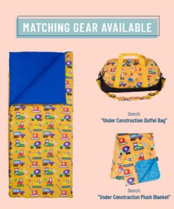 Wildkin Kids Sleeping Bags for Boys and Girls, Measures 57 x 30 x 1.5 Inches, Cotton Blend Materials Sleeping Bag for Kids, Ideal for Parties, Camping & Overnight Travel (Under Construction) Under Construction 12 81D xfKmXoL