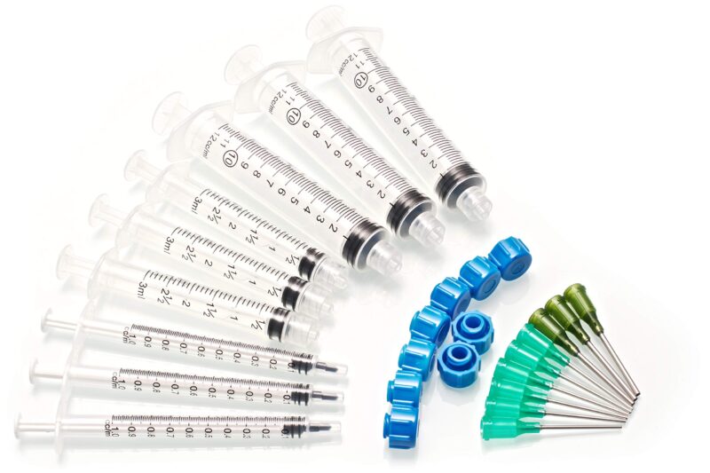 Catalog 8 Dispense All - The 9 Pack - 10ml 3ml 1ml Syringes with 14G & 18G Blunt Tipped Dispensing Needles and Syringe Caps, Luer Lock | Repair Refill Mix Measure Transfer Ink Juice Oil Wood Glue Adhesive Epoxy