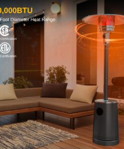 EAST OAK 50,000 BTU Patio Heater with Sand Box, Table Design, Double-Layer Stainless Steel Burner, Wheels, Triple Protection System, Outdoor Heater for Home and Residential, 2023 Upgrade, Black 37 81D0QGpATQL