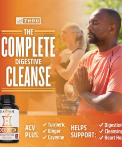 Zhou Nutrition Cider Detox Apple Cider Vinegar Capsules with Ginger, Turmeric & Cayenne, Max Strength Thermogenic Formula for Improved Digestion, Detox, Heart Health 9 81D0ZNAYxmL