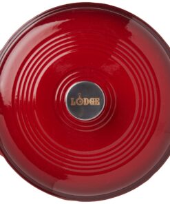 Lodge 6 Quart Enameled Cast Iron Dutch Oven with Lid – Dual Handles – Oven Safe up to 500° F or on Stovetop - Use to Marinate, Cook, Bake, Refrigerate and Serve – Island Spice Red 32 81D2gxYO0EL