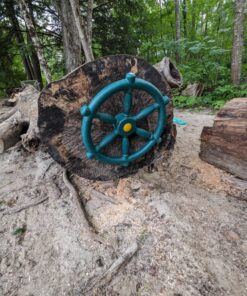 Jungle Gym Kingdom Playground Accessories - Pirate Ship Wheel for Kids Outdoor Playhouse, Treehouse, Backyard Playset Or Swingset - Wooden Attachments Parts (Green) Green Wheel 27 81D4OfLe5VL